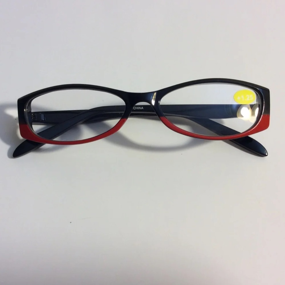Black & Red Reading Glasses. +1.25